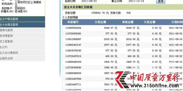 上海康城2011年8月至今的維修基金使用情況明細(xì)。圖:小區(qū)業(yè)主提供 上海康城2011年8月至今的維修基金使用情況明細(xì)。圖:小區(qū)業(yè)主提供