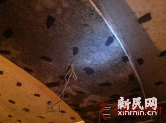 發(fā)霉的天花板。新民網記者胡彥珣 現(xiàn)場回傳 發(fā)霉的天花板。新民網記者胡彥珣 現(xiàn)場回傳
